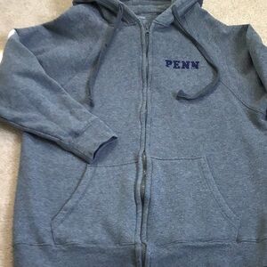 Gray Zip-Up Hoodie with Penn Logo